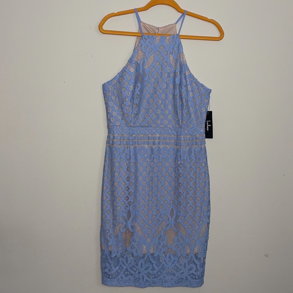 Lulus light blue laced dress steal a kiss XL